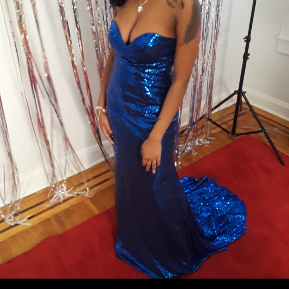 Sequence blue prom dress
